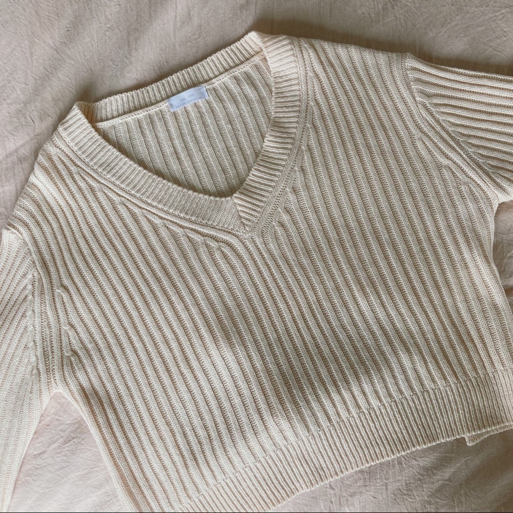 Cream OAK + FORT Sweater with a tie back 🕯